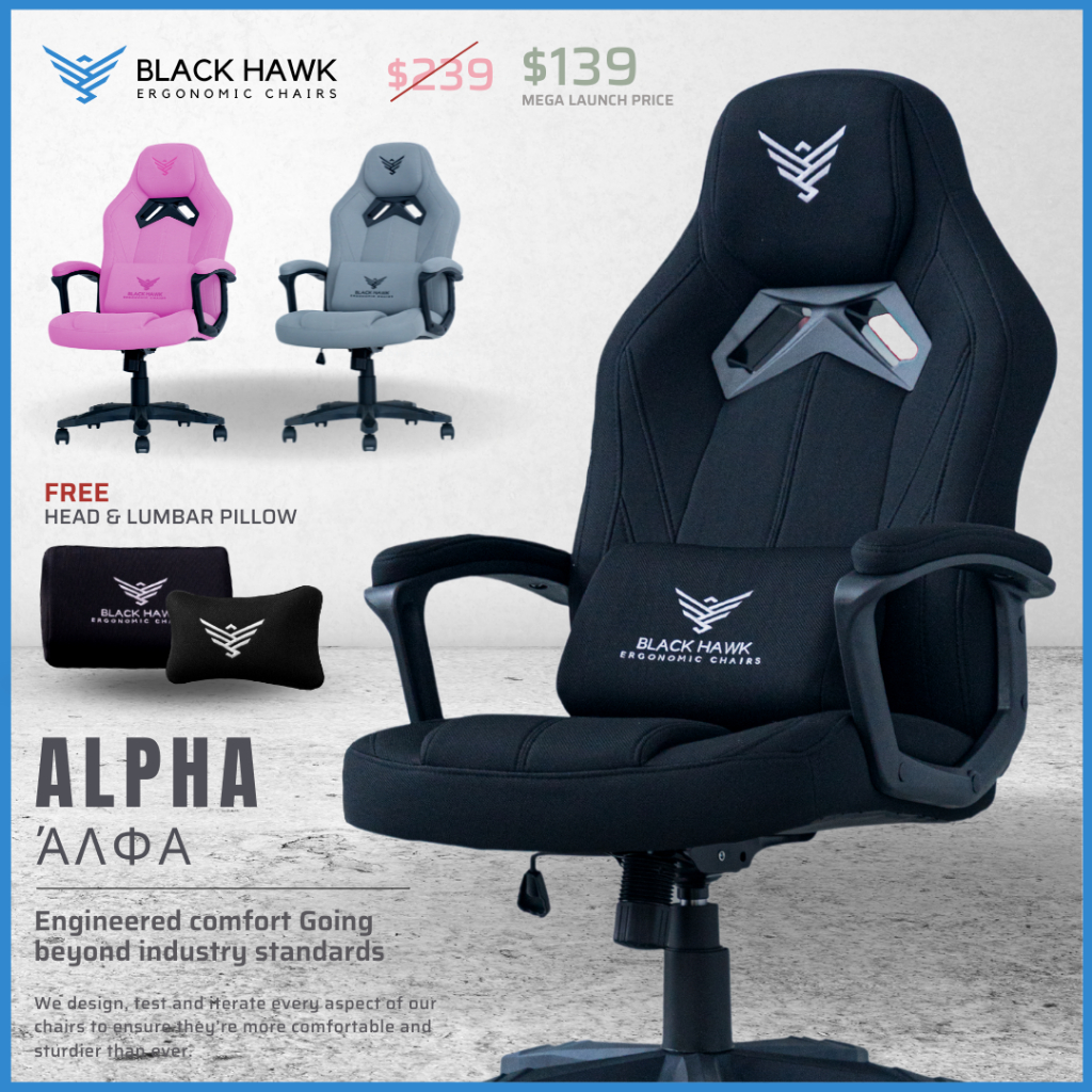 ?(͢I͢N͢ ͢S͢T͢O͢C͢K͢S͢)͢ Black Hawk ALPHA Gaming Chair / Gaming Chair / Computer Chair (E-Sports Chair) / Office Chair