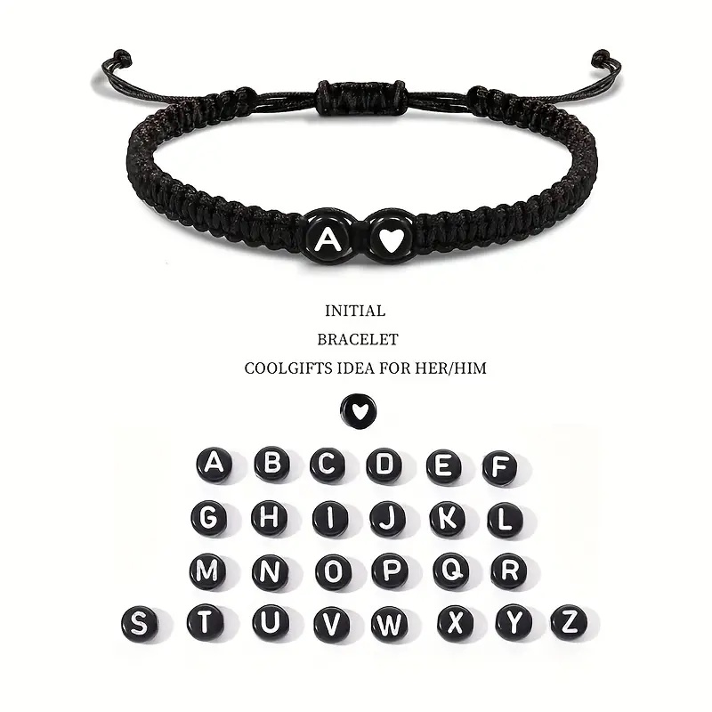 Handmade 26 Letter Rope Bracelet for Women Men Adjustable A-Z Initials Bracelet Party Club Alphabet Jewelry Lover Birthday Gifts